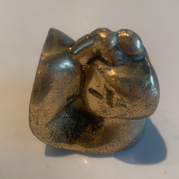 Vintage Brass Two Faces Sculpture - unique . Forms look like they are resting. - Picture 3 of 8